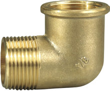 Vinkel messing 3/4" muffe/nippel